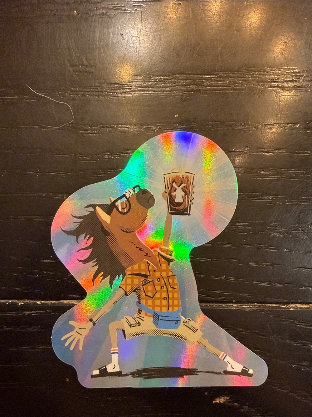 Dutch Bros Holographic Rainbow Foil Horse Sticker